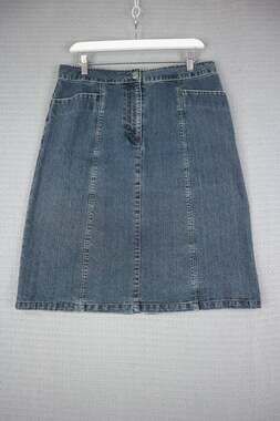 Tabi Petite Denim Stretch Midi Skirt Size 12